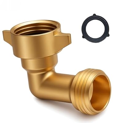 XinYunfan 90-Degree Hose Elbow for RVs with Easy Grip Connector - 3/4" Solid Brass 90-Degree Hose Fitting Elbow for RV Water Hoses, Residential Outdoor Faucets, and More (1 Pack)