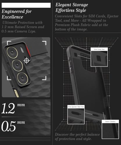 Image of WOW IMAGINE Back Cover for Realme C75 | Realme C73 | Narzo 80 lite 5G | P3 Lite 5G with Hexa Cube Design | Ultra Slim Soft Rubberised Case | Inner Velvet Fabric | Matte Silicone Flexible Case - Black