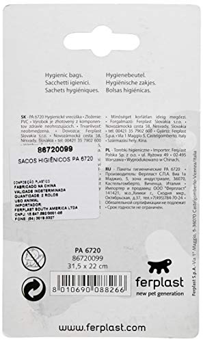 Ferplast Pa 6720, Sacos Higiênicos, 2 Rolos com 20 Unidades Ferplast para Cães