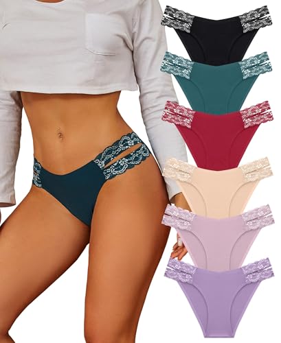 Culotte de bikini échancrée en dentelle sans couture pack de 6