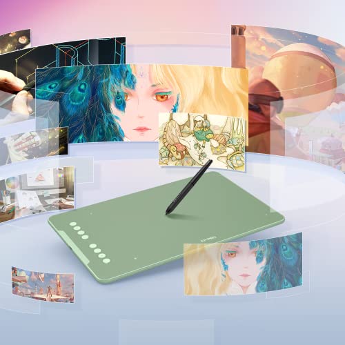 Image of XPPen Deco 01 V3 Drawing Tablet 10x6.25 Graphics Tablet Digital Drawing Tablet for Chromebook with 16384 Levels Pressure Battery-Free Stylus and 8 Shortcut Keys (Green)