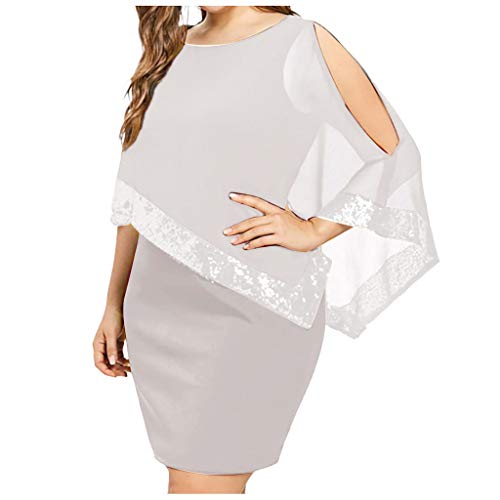 jieGorge Vestidos para mujer, elegantes del Reino Unido, talla grande, con hombros descubiertos, superposición asimétrica de gasa, sin tirantes, vestido de lentejuelas para mujer, vestidos casuales