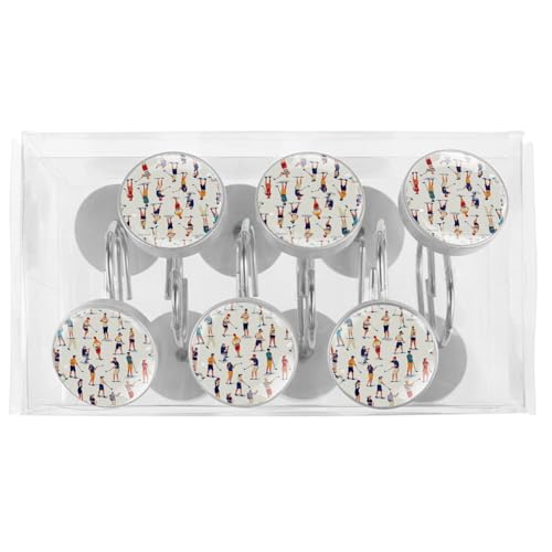 Anillos de cortina para barra de ducha que evitan tirones, juego decorativo de 12 unidades 6