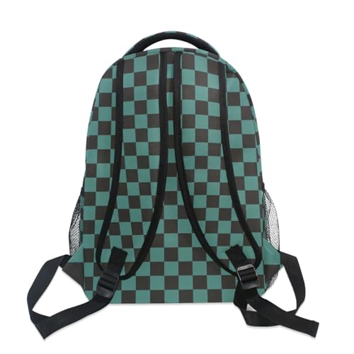 Backpack for Girls Boys, Teenager Bookbag College Rucksack Travel Daypack School Bag Kids Backpack Teal Black Checkered3