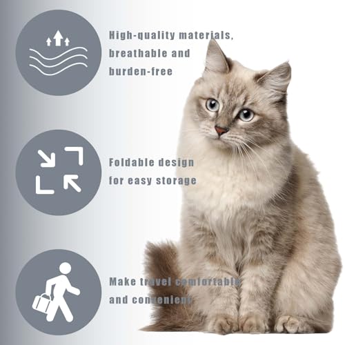 tintoke Tragbare und Faltbare Katzentasche,Atmungsaktive und Faltbare Haustier Rucksack,Katzenrucksack mit Netzfenster,Tragbare und Faltbare Katzenrucksack,Für Kleintiere wie Katzen,Hunde (Grau)
