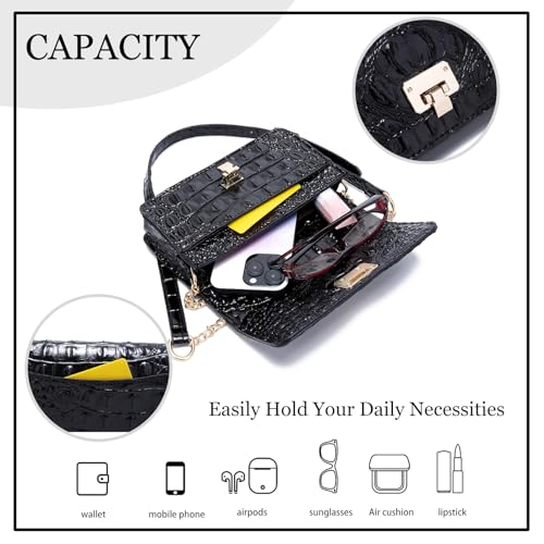 Image of Makcr Joacbv Small Crocodile Crossbody Cell Phone Purse for women Vegan Leather Clutch Wallet with Leather Shoulder Strap | Small