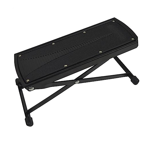 SAFIGLE Heavy Duty Guitar Footstool Adjustable Legs Metal Frame 6 Gear Height Adjustment Non-Slip Footrest