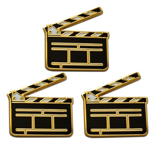 Image of Novel Merk Clapboard & Movie - Show Business Lapel Pin, Hat Pin & Tie Tack Set - with Clutch Back