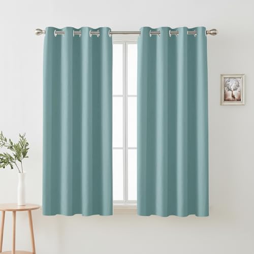 Image of Cloth Fusion 75% Blackout Window Curtains 5 Feet Long Set of 2, Room Darkening Parda with Stainless Steel Grommets for Home Decor (5x4 Feet, Aqua Blue)
