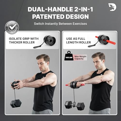 Image of DMoose Fitness Forearm Strengthener & Wrist Roller - Non-Slip Thicker Handles, 35 inch Durable Nylon Strap - Grip Trainer for Wrist, Hand & Forearm Muscles - Arm Exerciser for Strength Training & Rehab