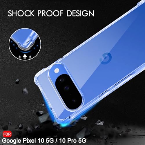Image of TheGiftKart Crystal Clear Back Cover Case for Google Pixel 10 /10 Pro | 360 Degree Protection | Shock Proof Design | Transparent Case Cover for Google Pixel 10 /10 Pro (PC & TPU, Transparent Bumper)
