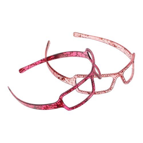 WOFASHPURET Bandeaux pour Cheveux Femmes Lot de 2 Taille Unique Bandeau Maquillage Lavage du Visage Design Lunettes Créatif Couleurs Rouge Clair et Rouge Foncé