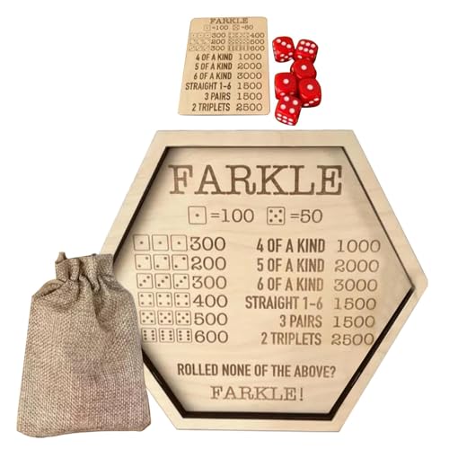 Vriusi Wooden Dice Tray Dice Game Set Classic Dice Board Game Family Dice Game Dice Educational Toy Math Learning Toy Table Dice Game 6 Dice Game Set Board Game for Kids Dice Rolling Tray