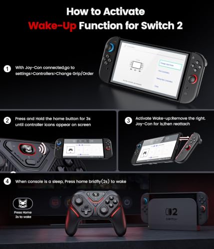 Image of Svetaecho Controller for Switch 2 / Switch /Lite /OLED w TMR Joysticks, Switch 2 Pro Controller with Charging Dock,Trigger, One-Key Wake-Up,Programmable Buttons,11 LED Modes