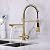 Delle Rosa Kitchen Faucet, 3 Way Drinking Water Faucet, 3 in 1 Water Purifier Faucets, High Arc and Dual Handles Commercial Kitchen Faucet Brushed Gold