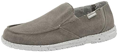 DUNLOP Mens Soft Padded Casual Comfy Canvas Slip On Lightweight Outdoor Shoes (Grey, Numeric_10)