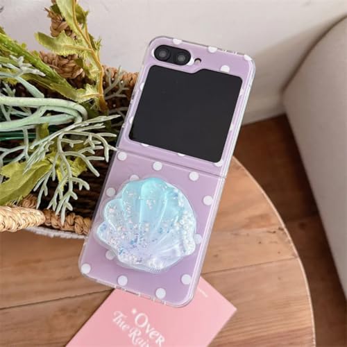 Coque Galaxy Z Flip 3 5G anti-chute violette à pois pour éviter les glisses