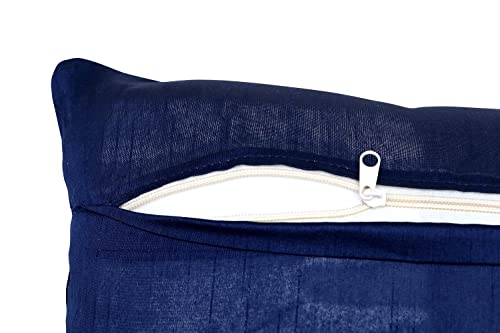 Image of Nendle Luxurious Soft Velvet Solid Color Quilted 210 TC Cushion Covers 16 Inch X 16 Inch Set Of 5 (Navy Blue, 40 * 40 Cm)
