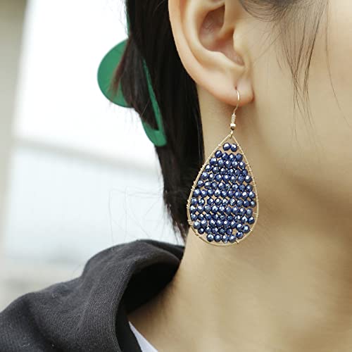 Turquoise Teardrop Earrings, Boho Colorful Beads Fashion Hoop Earrings for Women Bohemian Jewelry2