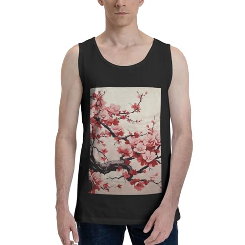 Débardeur coton homme motif floral japonais pour gym et musculation