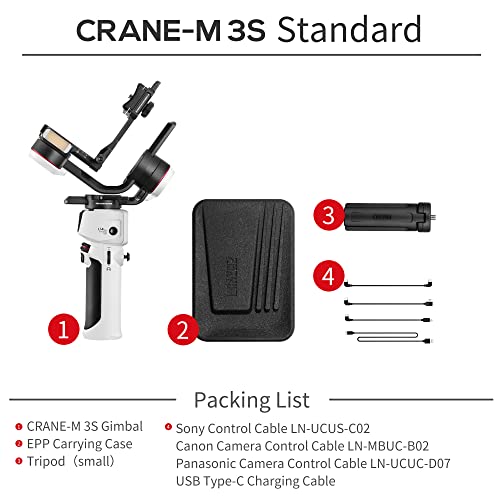 Zhiyun Crane M3S Handheld Gimbal 3-Axis Stabilizer All in One Design for Mirrorless Cameras Like Sony,Canon,Smartphone Like iPhone,Sumsung,Action Cameras Like Gopro (Crane M3 Upgrade Version in 2023)