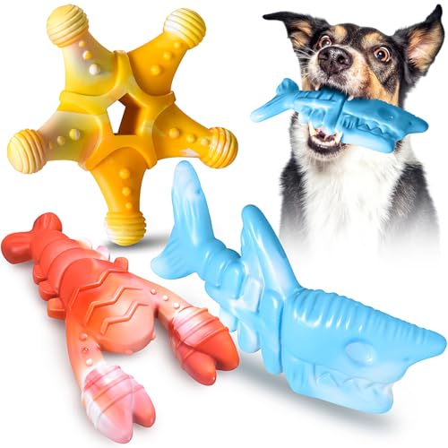 KXK Dog Toys 3 Pack, Indestructible Toys for Aggressive Chewers, Tough Dog Chew Toys for Large Medium Breed, Dog Bones Chew Toys for Super Chewer