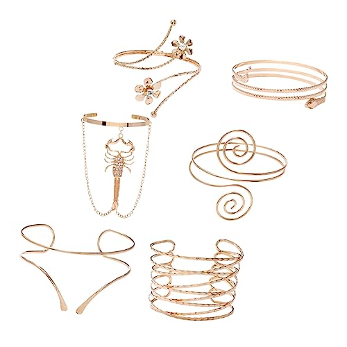 Bracelet de bras pour femme géométrique et ajustable, lot de 6 accessoires de mode