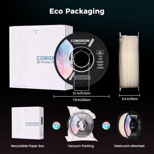 Image of Comgrow 3D Printer Glow in The Dark Filament Gradient Multicolor Fast Change PLA 1kg (2.2 lbs) Spool 3D Printing Materials, Dimensional Accuracy + /- 0.03 mm, 1.75 mm, Glow Multicolored