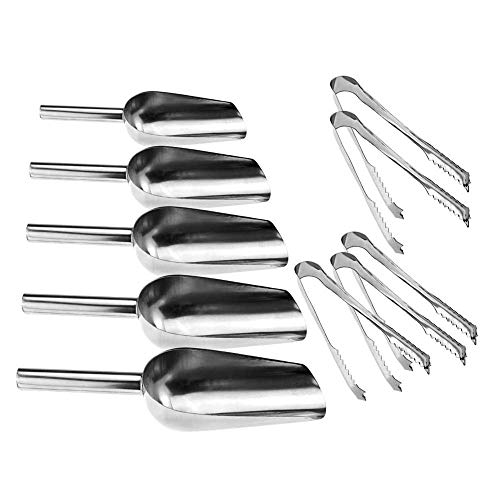 Set di 5 palette per dolci da 20,3 cm e 5 pinze per ghiaccio, per matrimoni, caramelle, buffet bar