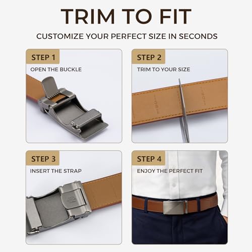 Image of Zitahli Leather Ratchet Belt for Men - 2 Pack Mens belt,Customizable Fit