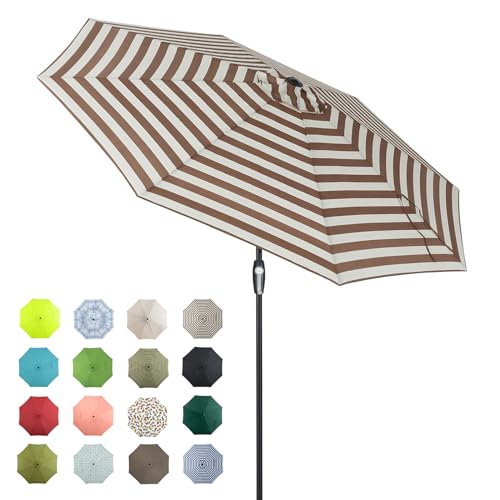 Image of Tempera Patio Market Outdoor Table Umbrella with Auto Tilt and Crank, Large Sun Umbrella with Sturdy Pole & Fade Resistant Canopy, Easy to Set