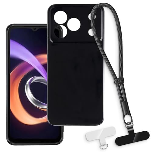 OAGELIM 2-in-1�ی�P�[�X�ƃ��X�g�X�g���b�v Doogee Note 56 �Ƃ̌݊������� ���O���\�ȃ��j���[�h�t���d�b�J�o�[�A����~�ߕ����h�~�O���b�v�n���h�� (�u���b�N + �u���b�N)