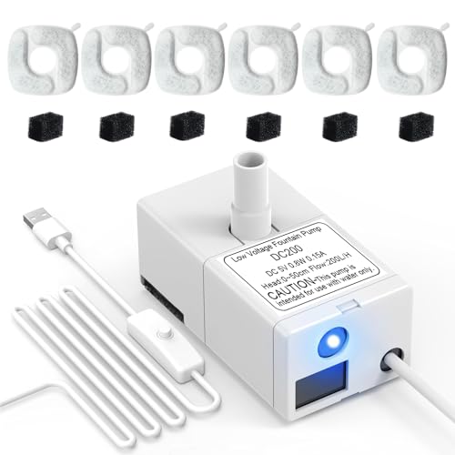 Bomba para fuente de agua para gato con filtro y luz LED