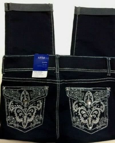 APT.9 / Diamante Juniors Women's Capri Denim Jeans Skinny Ripped Distressed Stretch Pants4