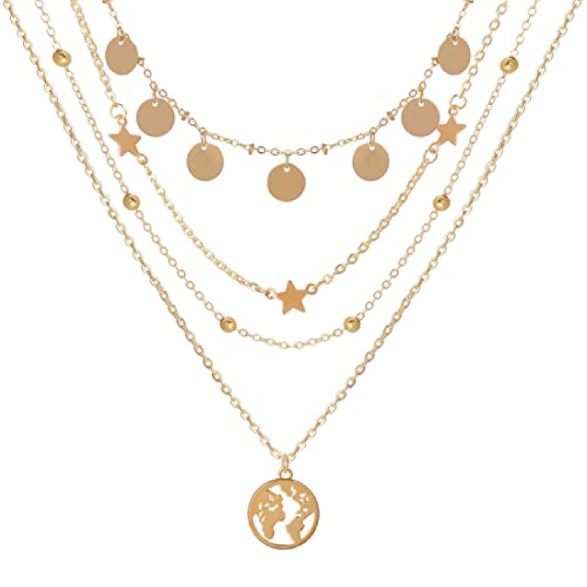 Layered Necklace Set-2 Silver-Plated