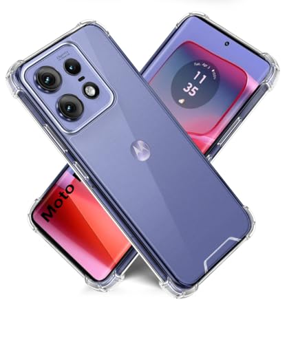 Image of WOW IMAGINE Ultra-Hybrid Crystal Clear Back Case for Motorola Moto Edge 50 Pro | Shockproof Design | Camera Protection Bump | Hard Clear Mobile Back Cover with Cushioned Edges - Transparent