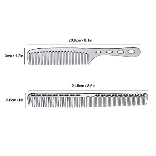 2 Pcs Stainless Steel Hair Combs Anti Static Styling Comb Hairdressing Barbers Combs (Silver) #TOP1