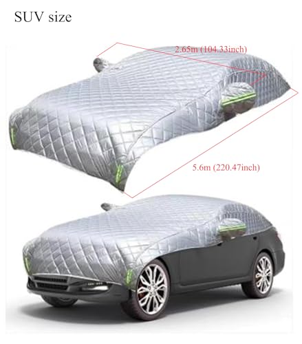 Image of Car Cover Against Hail, Windshield Hail Protector Car Cover, Thicken Hail Cover for SUV, Hail Blanket,Dustproof Snowproof for Sedan and Hatchback (Silver,SUV)