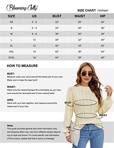 Blooming Jelly Womens Fall Sweaters Mock Neck Long Sleeve Peals Eyelet Cozy Pullover Business Casual Tops Apricot #TOP6