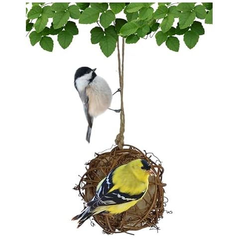 Backyard Essentials Round Vine Bird Nesting Material Ball with All Natural Alpaca Wool for Wild Bird Houses Cover