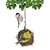 Round Vine Bird Nesting Material Ball with All Natural Alpaca Wool for Wild Bird Houses