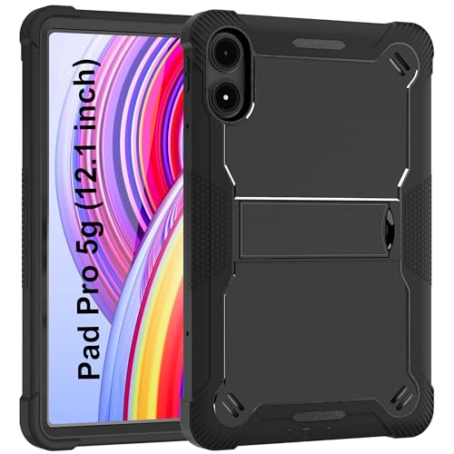 Image of TGK TPU Slim Heavy Duty Shockproof Protection Kickstand Hybrid Case Cover for Redmi Pad Pro 12.1 inch Tablet Black