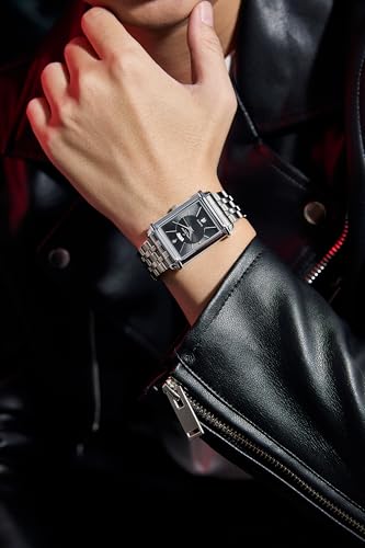 Image of Daniel Hechter Paris Etoile Collection Watch for Men Analog Watch - Rectangular Dial with Day & Date Display, Stainless Steel Strap, Quartz Movement