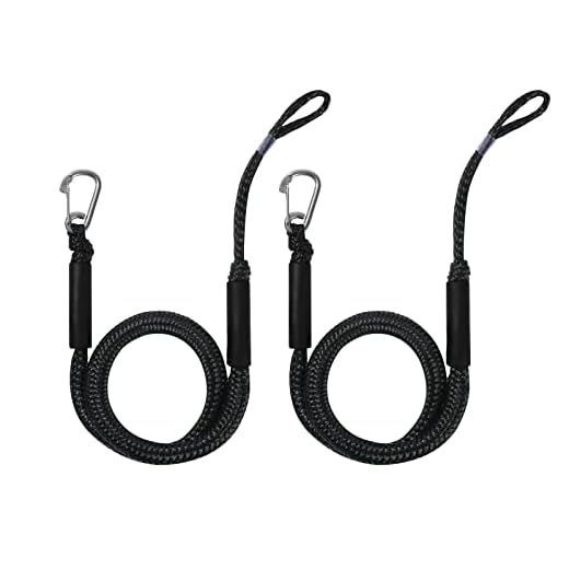Jranter Bungee Dock Lines for Boats - Stretchable Dock Rope with Hook & Foam Float 4-5.5 ft (2 Pack)