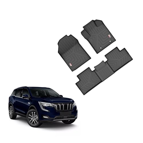 Image of GFX Rubber Car Floor Mats 5 Seater (After-Market) Premium Life Long Foot Mats Compatible with Xuv-700 (2021) (Automatic /Manual) Onwards, Black