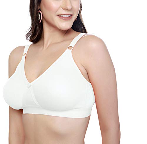 Image of SIMONI Cross Fit Polycotton Non-Wired Non-Padded Full Coverage Cups Bra, Comfortable Everyday T-Shirt Bra for Women and Girls