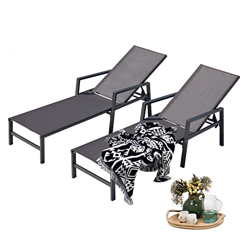 SUMETURE Aluminum Outdoor Lounge Chairs Set of 2