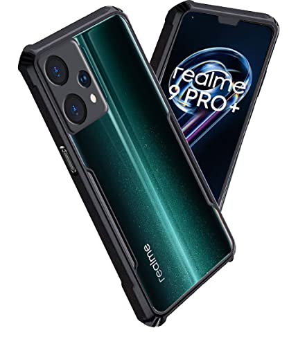 Image of A rtistque Clear Hard Transparent Acrylic Armor Anti-Drop Shockproof TPU Edge Back Cover Case for Realme 9 Pro 5G - Black