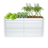 SUBTLETY 2160L Groß Kapazität Hochbeet-Kit 300x60x58cm Outdoor Pflanzkübel Verzinkt Metall Blumenkasten Rechteck Gartenbeet, Garten Pflanzbeet, Pflanzkasten für Gemüse, Kräuter & Blumen (Silber)