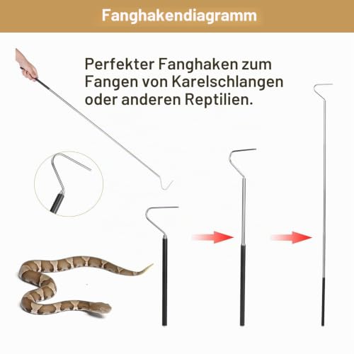 100CM Schlangenhaken,Teleskopschlangenhaken aus Edelstahl Reptilienfänger Elastizität Ausziehbarer Schlangenhaken für Reptilienfänger Reptilienjagd Spielfinder